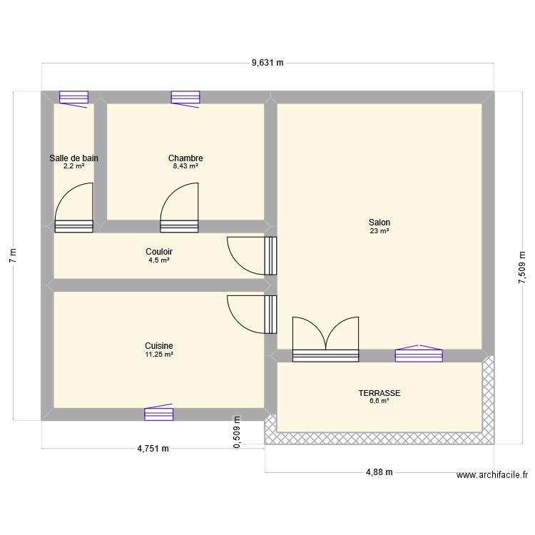 MAISON PAPA ALBERT. Plan de 6 pièces et 56 m2