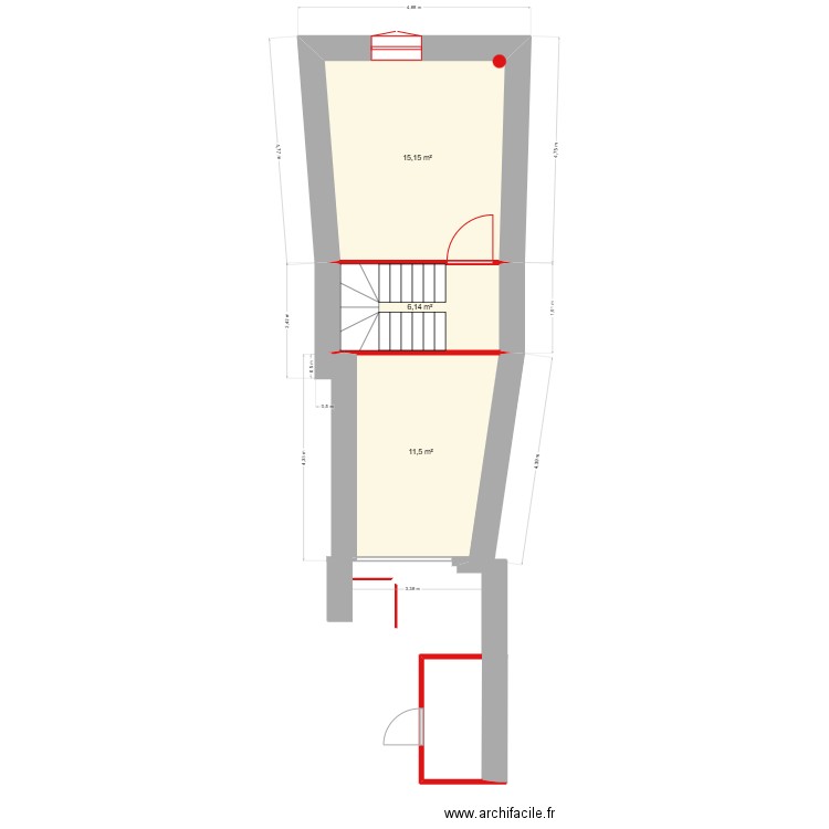 T5 - RDC. Plan de 3 pièces et 33 m2