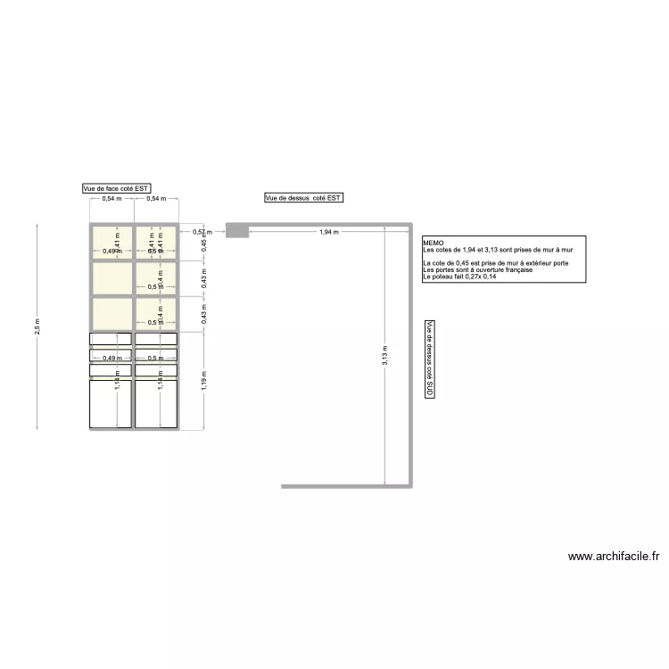 Placard 40 BX. Plan de 