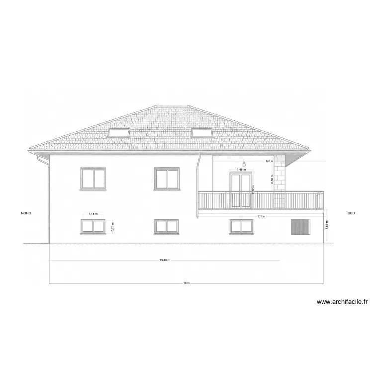 plan de coupe facade ouest. Plan de plan de coupe facade ouest. Plan de