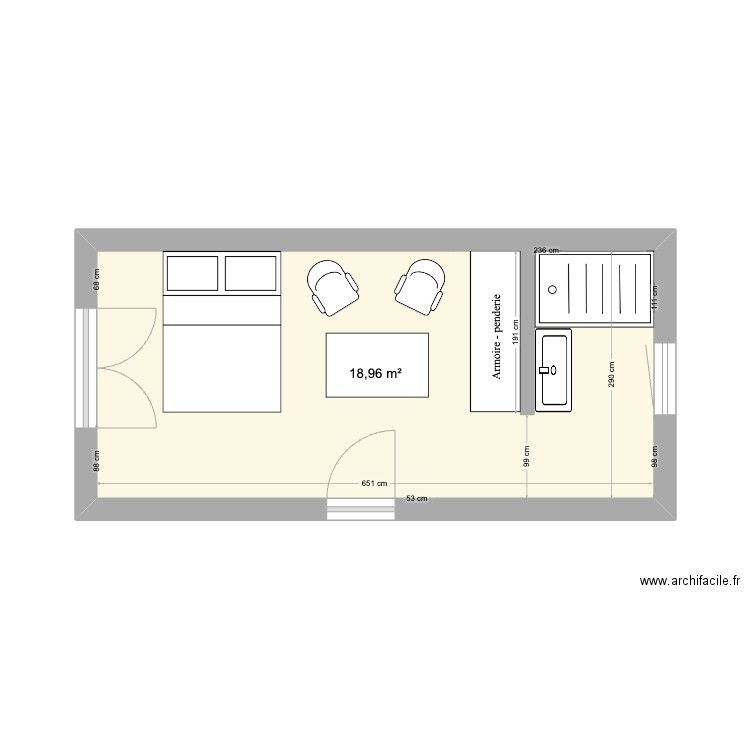 CHAMBRE ENZO V2 douche. Plan de 0 pièce et 0 m2