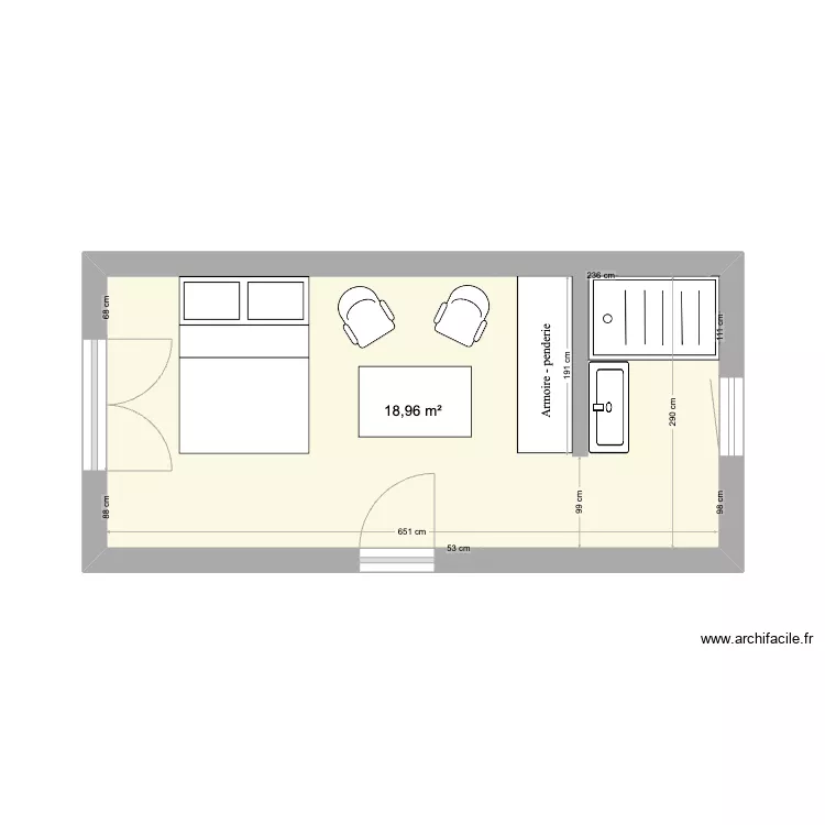 CHAMBRE ENZO V2 douche. Plan de CHAMBRE ENZO V2 douche. Plan de