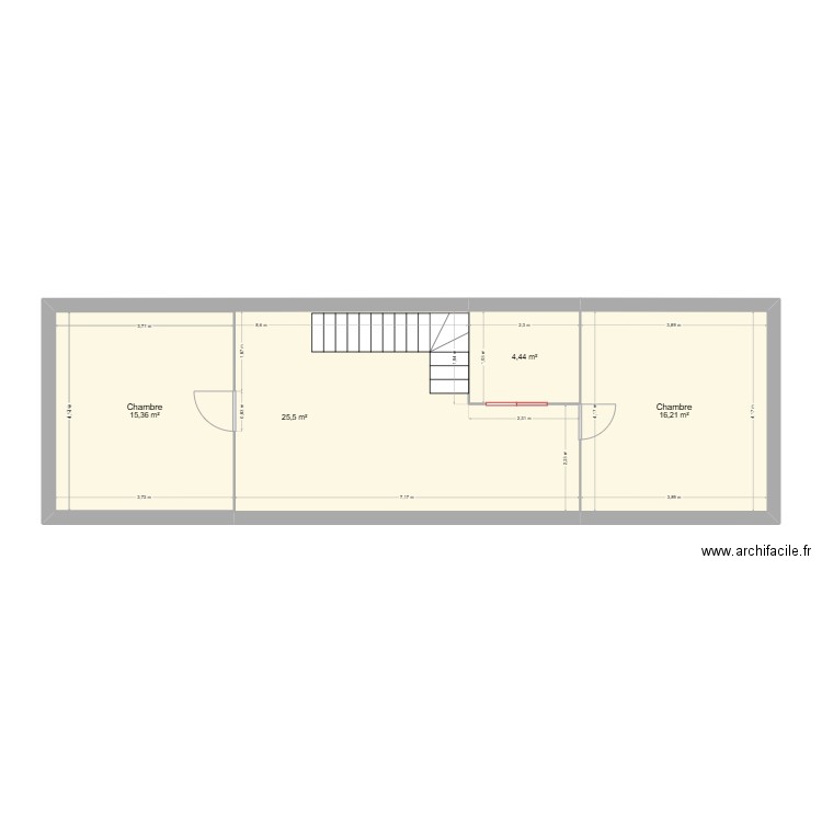Etage maison. Plan de 4 pièces et 77 m2