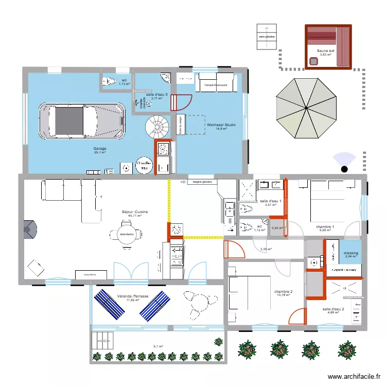 Allemagne r&eacute;novation module 2. Plan de 19  et 155 m²