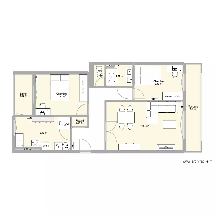 Appart mauretania. Plan de 11  et 66 m²