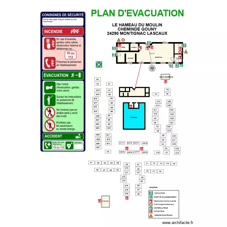 PLAN EVACUATION Montignac. Plan de 12 et 26 m² PLAN EVACUATION Montignac. Plan de 12 et 26 m²