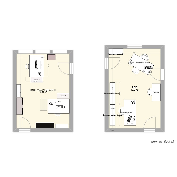 B103 Ylva/Véro. Plan de 2 pièces et 39 m2
