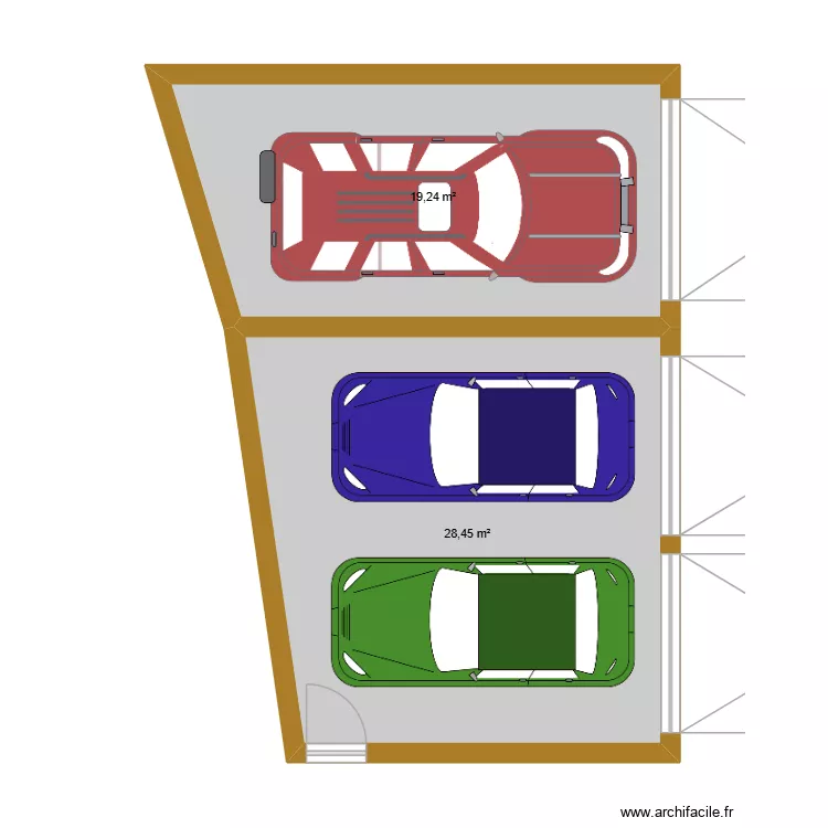 garage. Plan de 2  et 48 m²