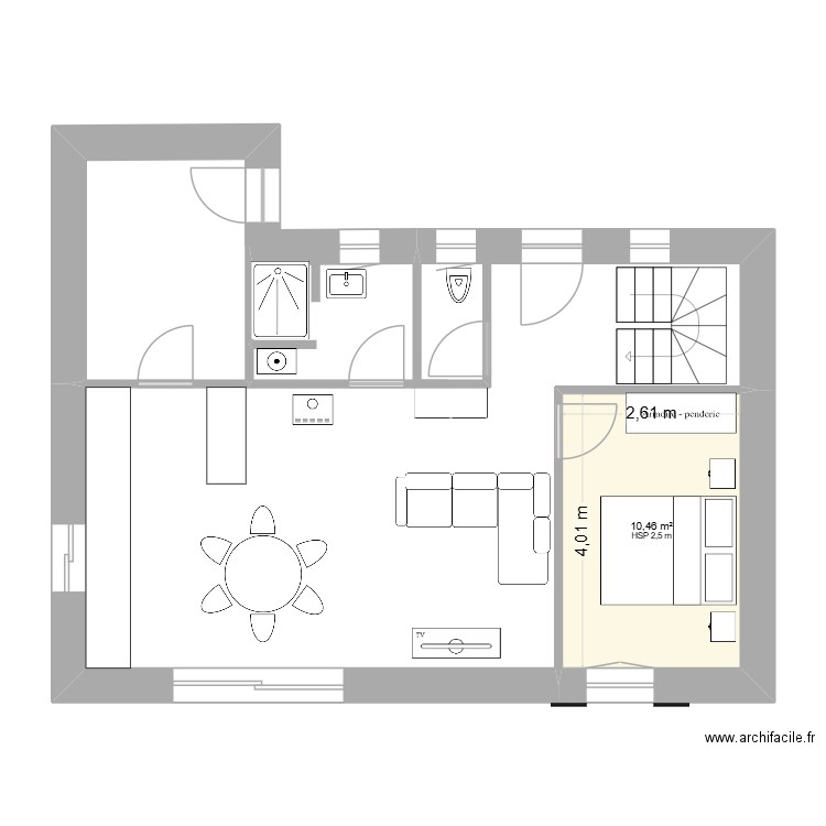 plan fanny 3. Plan de 1 pièce et 10 m2