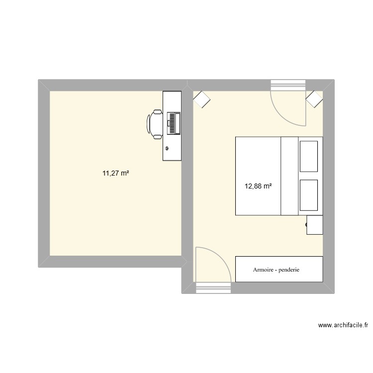 Gerfaut. Plan de 2 pièces et 24 m2