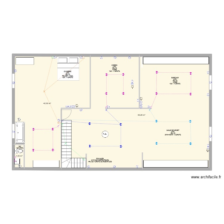 MAT. Plan de 3 pièces et 144 m2