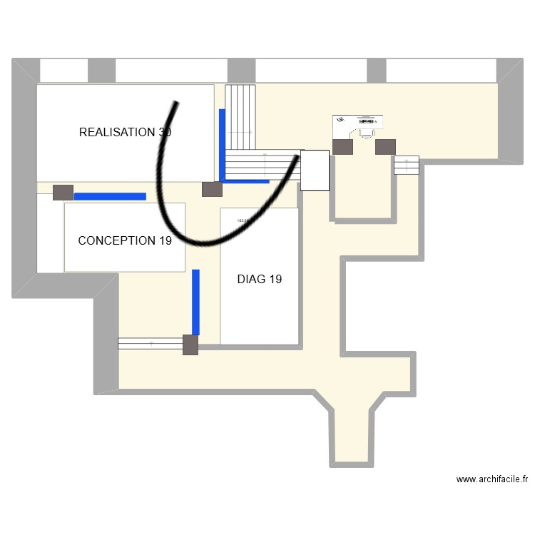 Pros de la Copro. Plan de 1 pièce et 184 m2