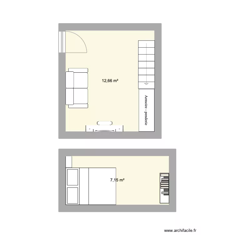 chambre lina. Plan de 2  et 20 m²