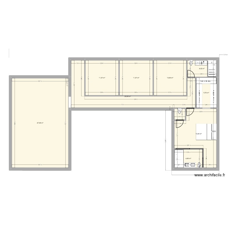 BJ projet 1. Plan de 9 pièces et 134 m2