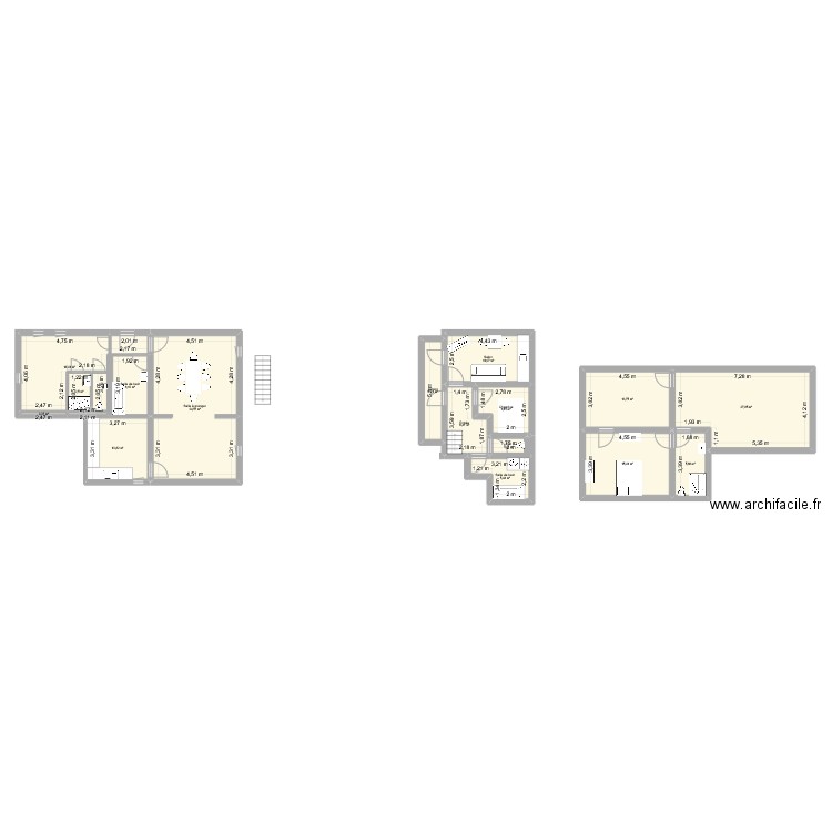 Projet JL. Plan de 16 pièces et 171 m2