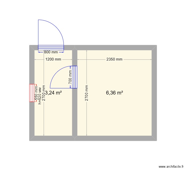 Сарай Рязань. Plan de 2 pièces et 10 m2