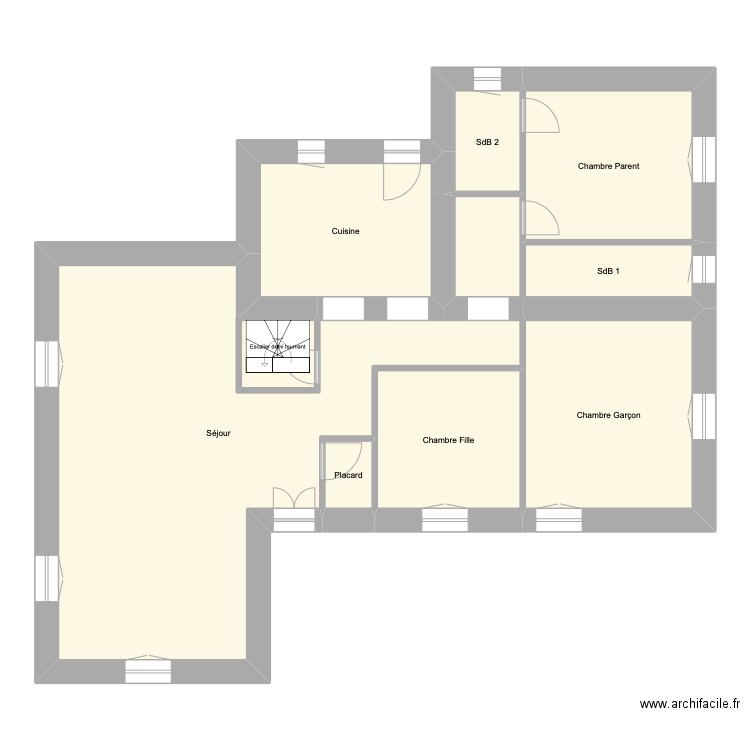 Bernard BTZ. Plan de 8 pièces et 105 m2