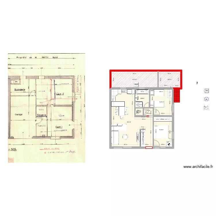 T&eacute;traz 4. Plan de 7  et 82 m²