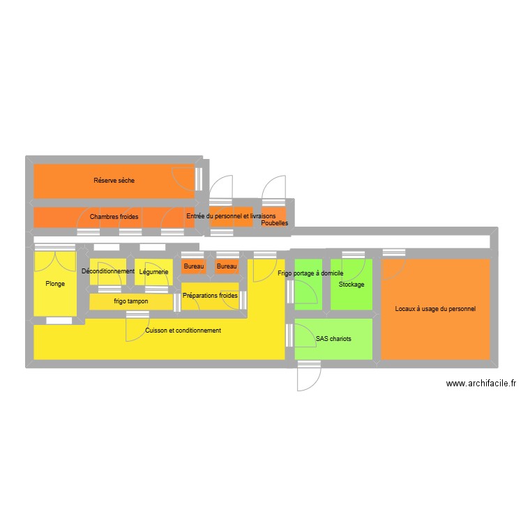 cuisine Turenne. Plan de 16 pièces et 59 m2
