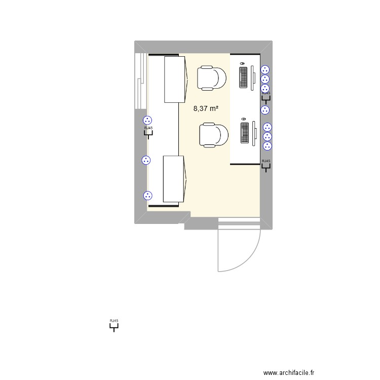 B033 bis. Plan de 1 pièce et 8 m2