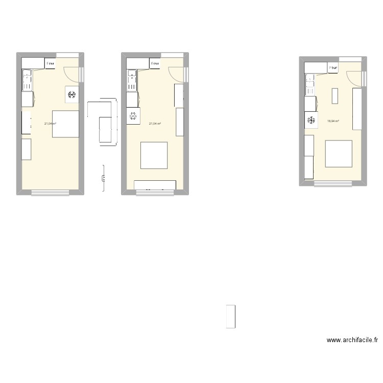 brouckerque. Plan de 3 pièces et 61 m2