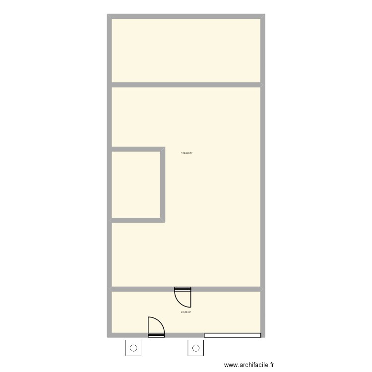 amine. Plan de 2 pièces et 173 m2