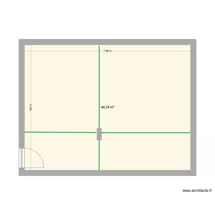 box. Plan de 1  et 45 m²