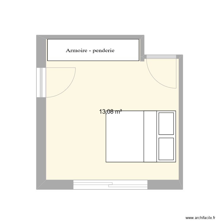 chmbre ulysse. Plan de 1 pièce et 13 m2
