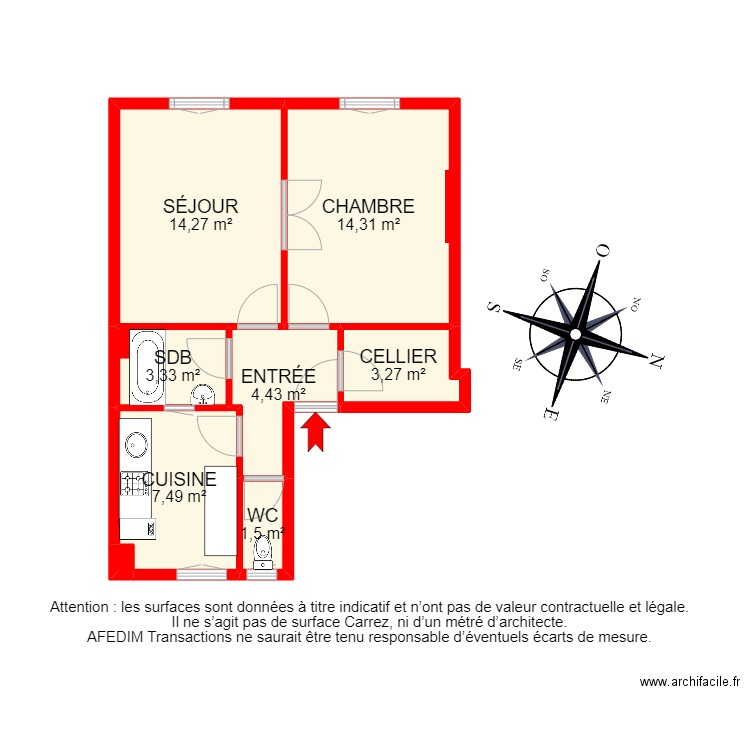 BI 16774 - . Plan de 9 pièces et 53 m2