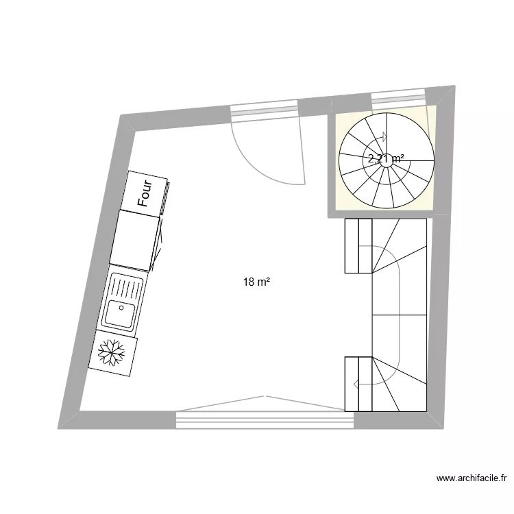 appartement 1 rez de chauss&eacute;e. Plan de 2  et 20 m²