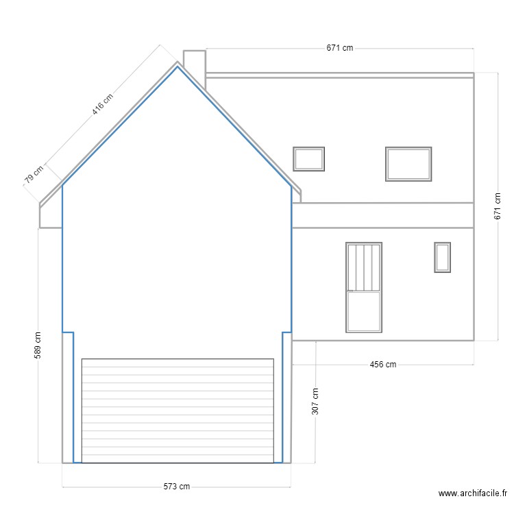 METEREAU - Façade Est - Avant. Plan de 10 pièces et 83 m2