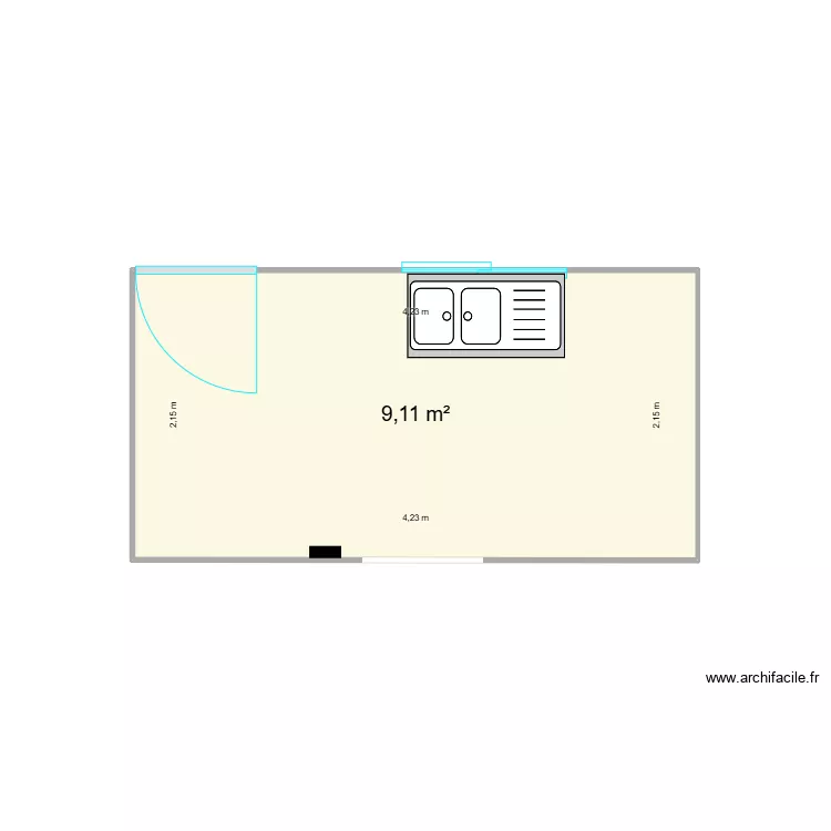 1 piece cuisine. Plan de 