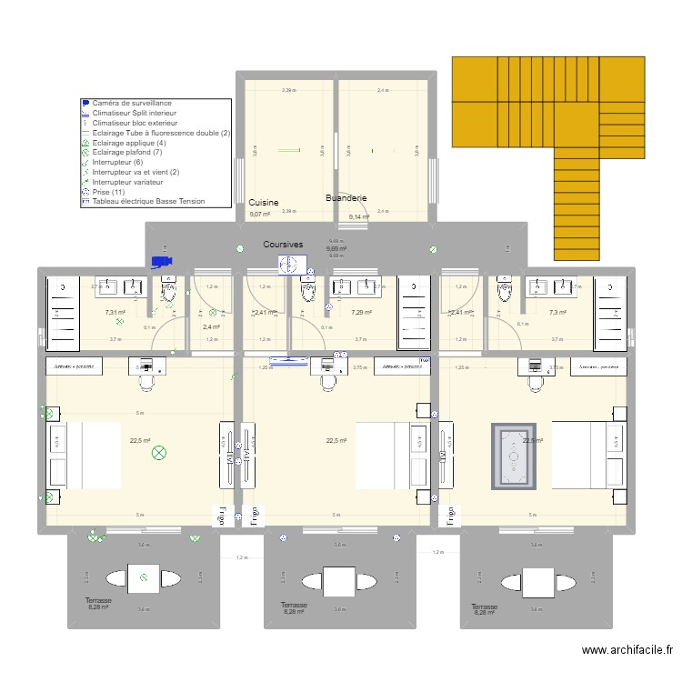 Etage Nosy Be V6. Plan de 15 pièces et 149 m2