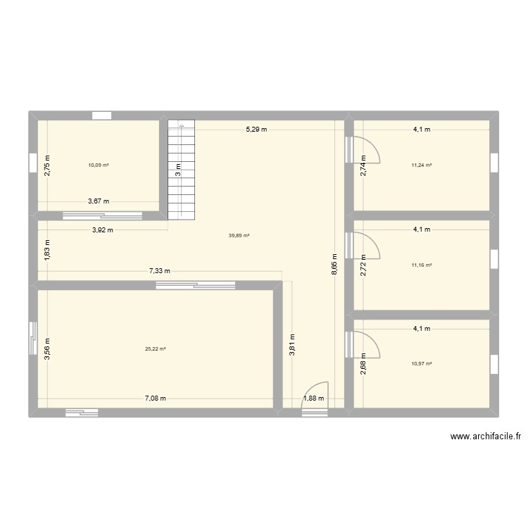 maison 2e etage. Plan de 6 pièces et 109 m2
