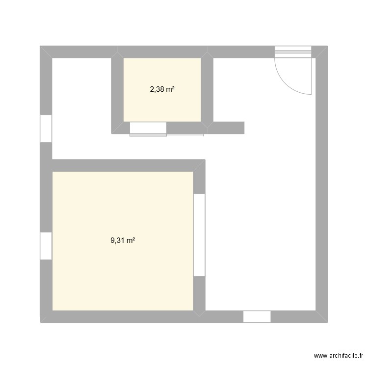 Appart 3. Plan de 2 pièces et 12 m2