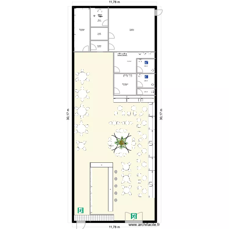 Atlas Lounge 2 avec meublement. Plan de 12  et 364 m²