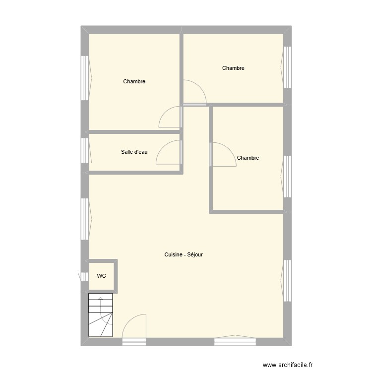 CALVOS Etage. Plan de 6 pièces et 64 m2