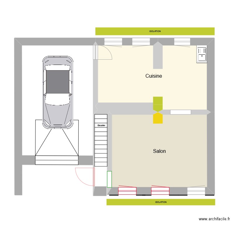 Bas-Fred. Plan de 2 pièces et 41 m2