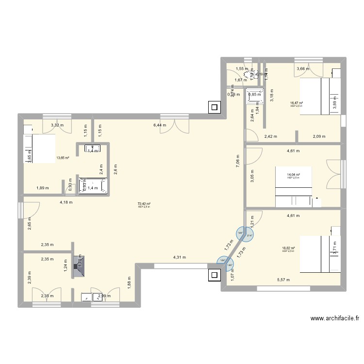 projet pancheri. Plan de 6 pièces et 136 m2