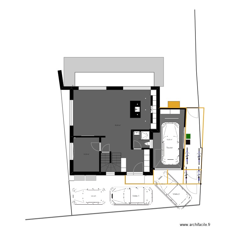 velo. Plan de 4 pièces et 95 m2