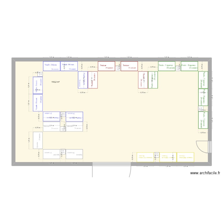 beguin 75 - Cécile. Plan de 1 pièce et 110 m2