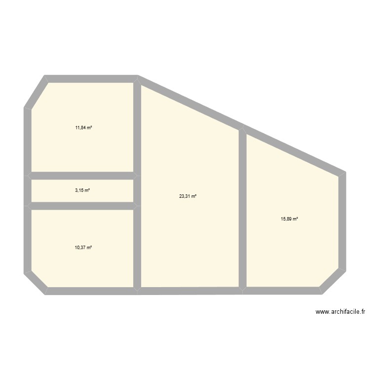appart. Plan de 5 pièces et 65 m2