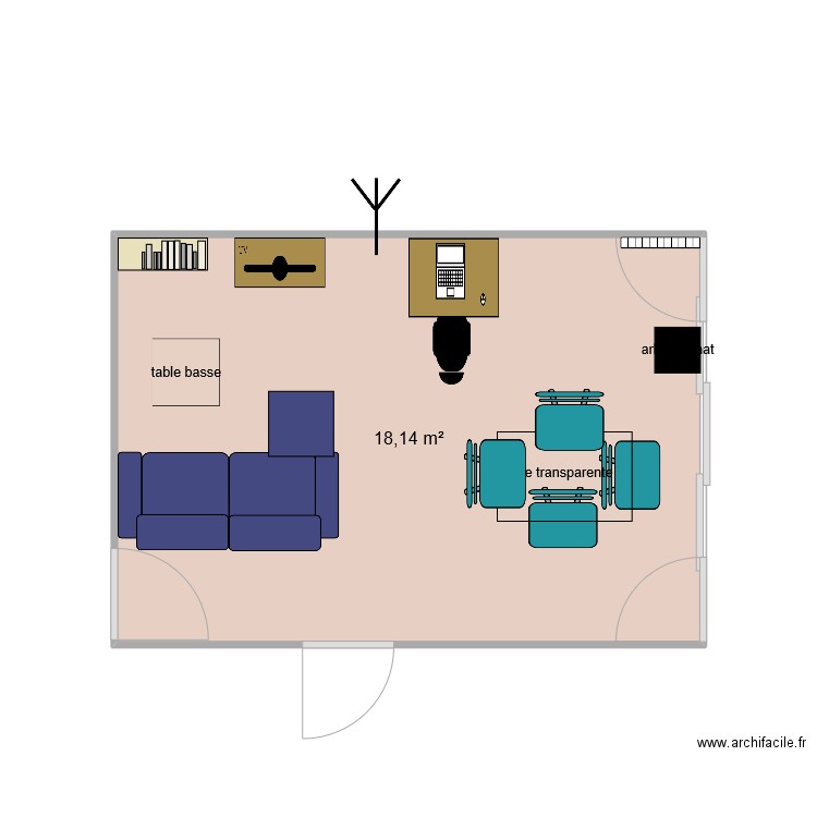 Séjour selon Alexis. Plan de 1 pièce et 18 m2