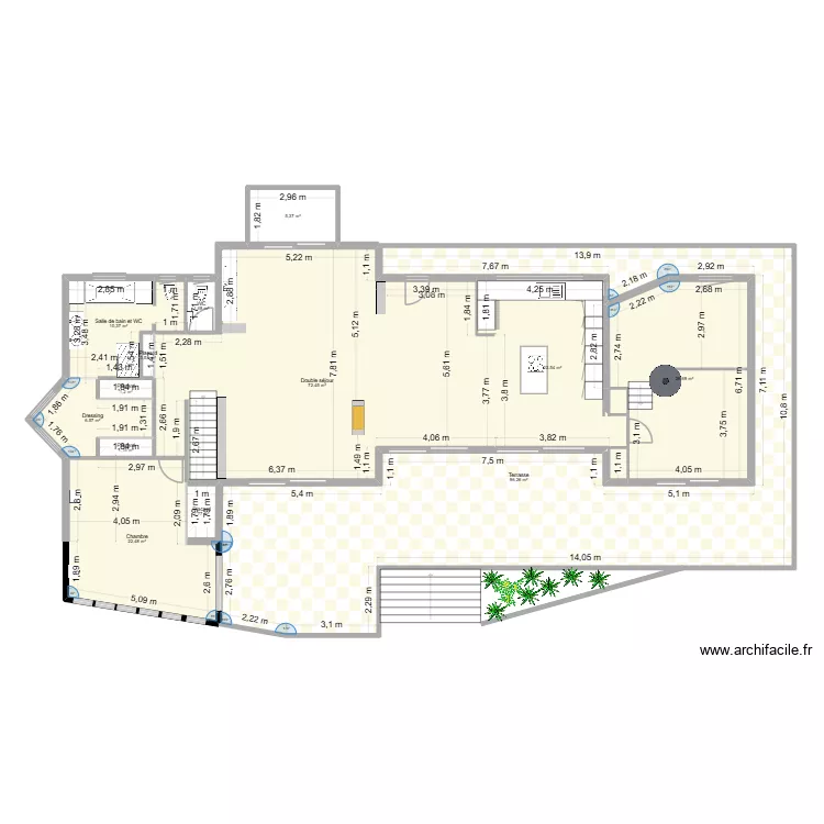 SANARY REZ DE JARDIN avec cotations. Plan de 13 pièces et 272 m² SANARY REZ DE JARDIN avec cotations. Plan de 13 pièces et 272 m²