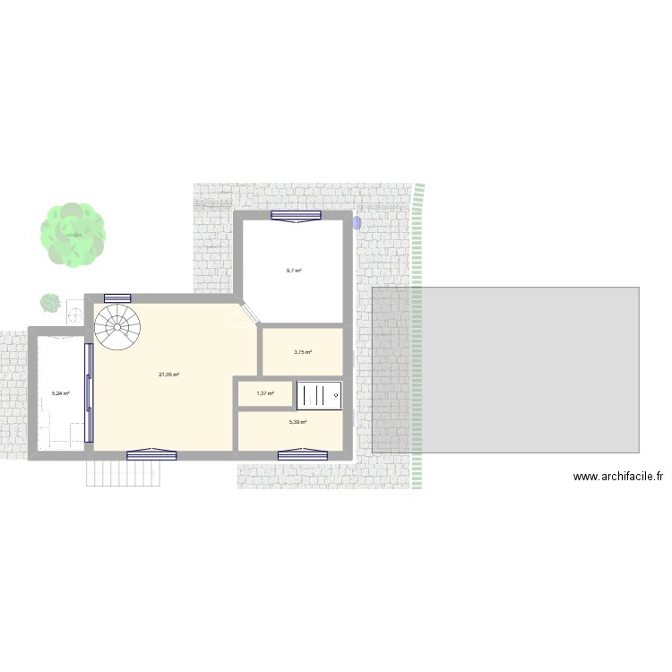Baulers cube. Plan de 12 pièces et 93 m2