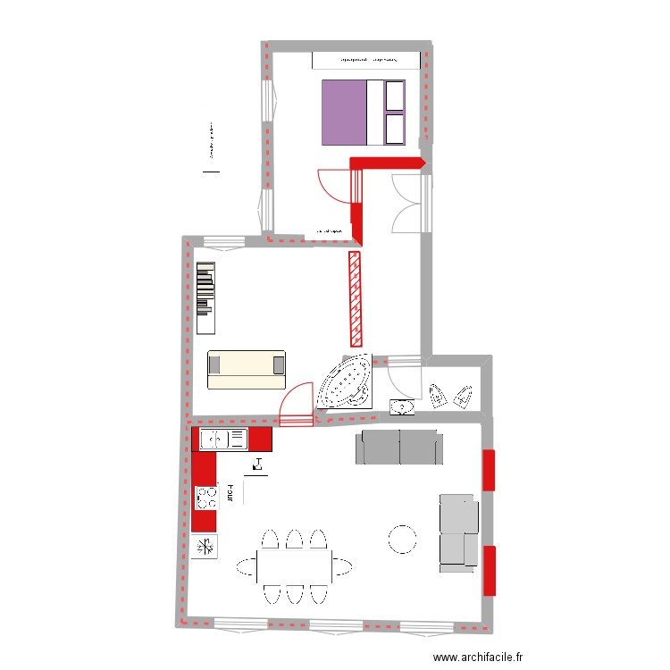 Tresor 4. Plan de 3 pièces et 47 m2