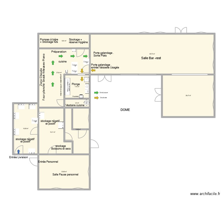 Cuisine Licorne. Plan de 10 pièces et 209 m2