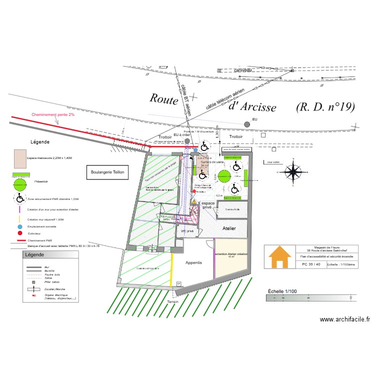 PC 39 / 40  Plan d'accessibilit&eacute; et s&eacute;curit&eacute; incendie. Plan de 0 pièce et 0 m2