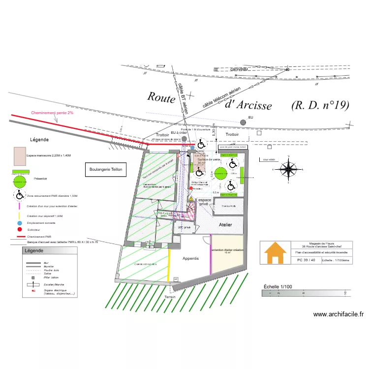 PC 39 / 40  Plan d'accessibilit&eacute; et s&eacute;curit&eacute; incendie. Plan de 