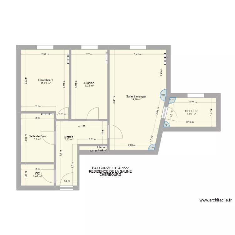 BAT CORVETTE LGT22. Plan de 